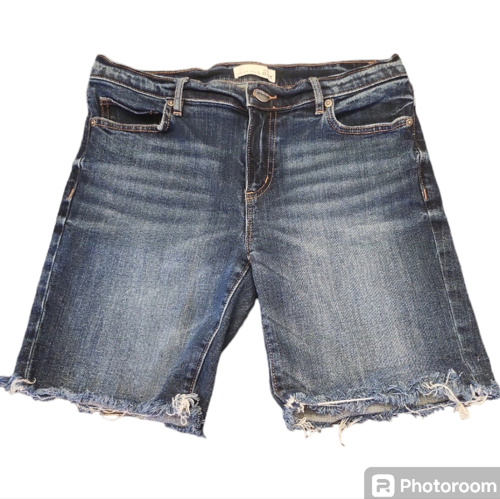 ANN TAYLOR LOFT Blue Bermuda Cutoff Jean Shorts Size 28